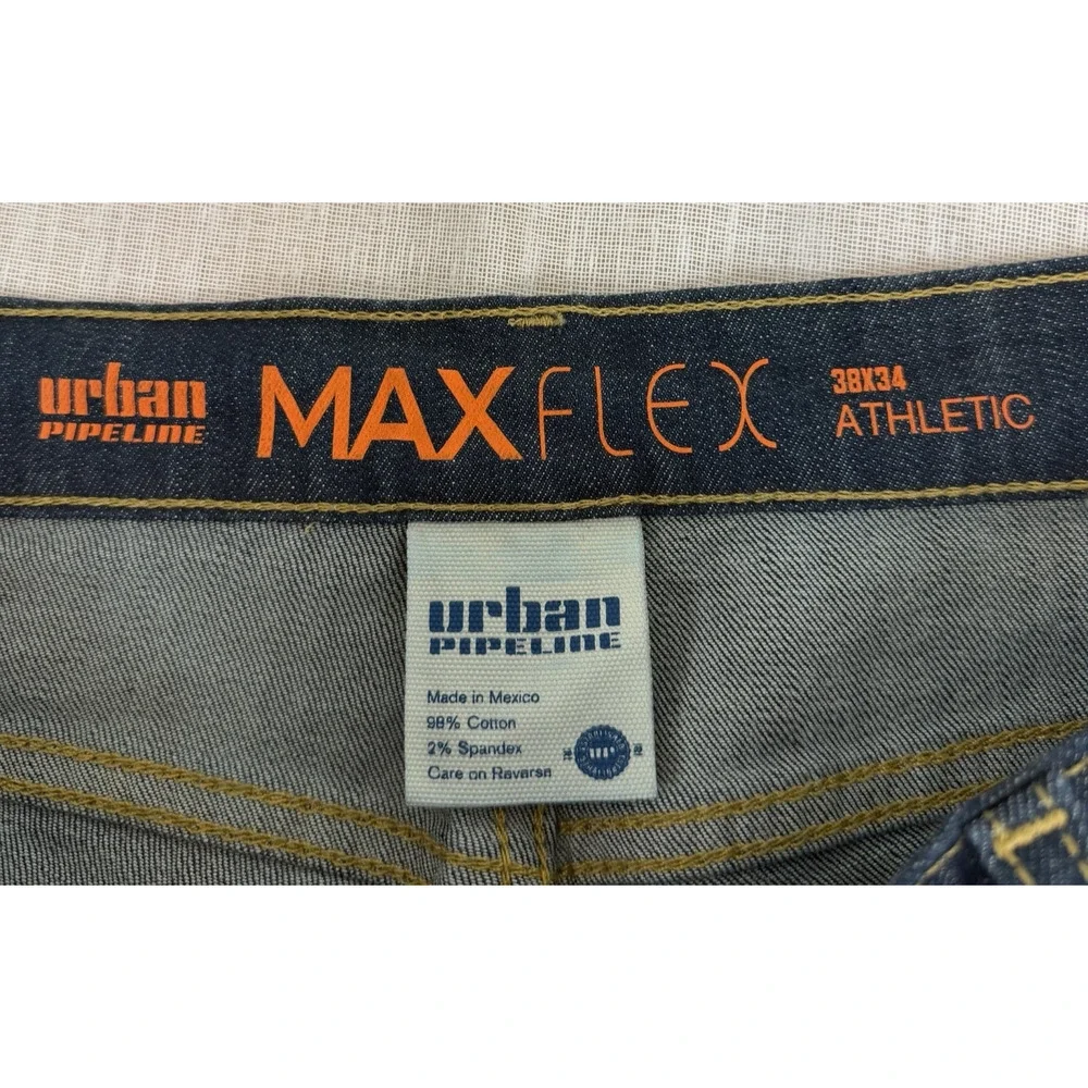 Urban Pipeline Max‎ Flex Athletic Fit Men's Jeans Sz 38x34 Stretch Whiskering